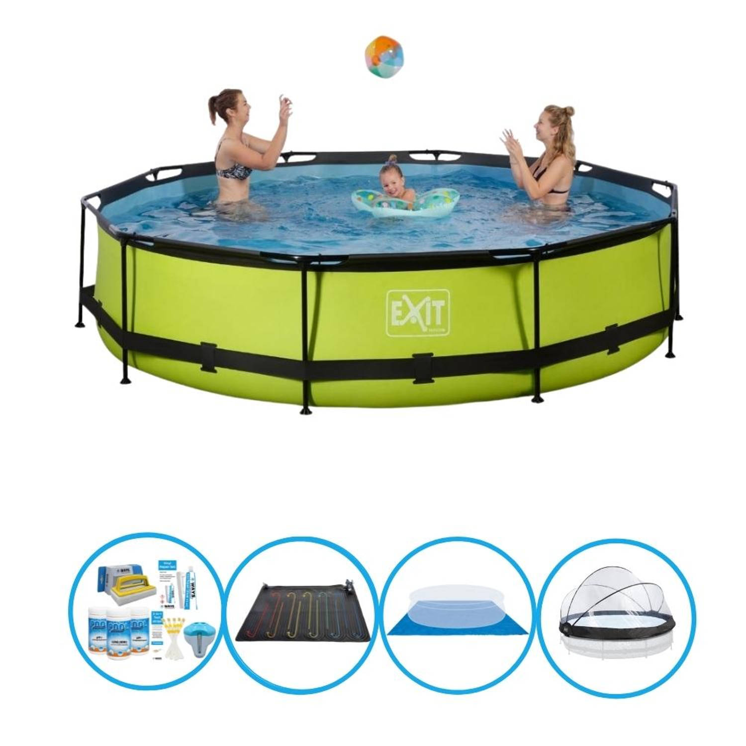 EXIT Zwembad Lime - ø360x76 cm - Frame Pool - Met bijbehorende accessoires