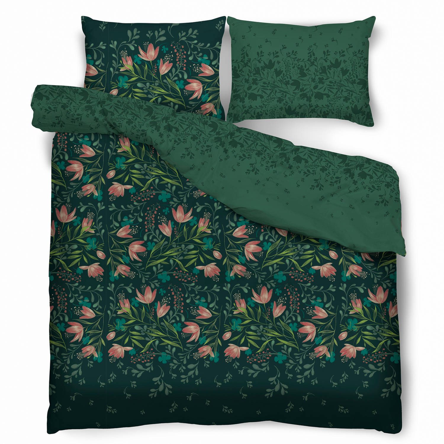 Sweet Dream Collection Green Lily tweepersoons dekbedovertrek satijnkatoen 200 x 220 cm