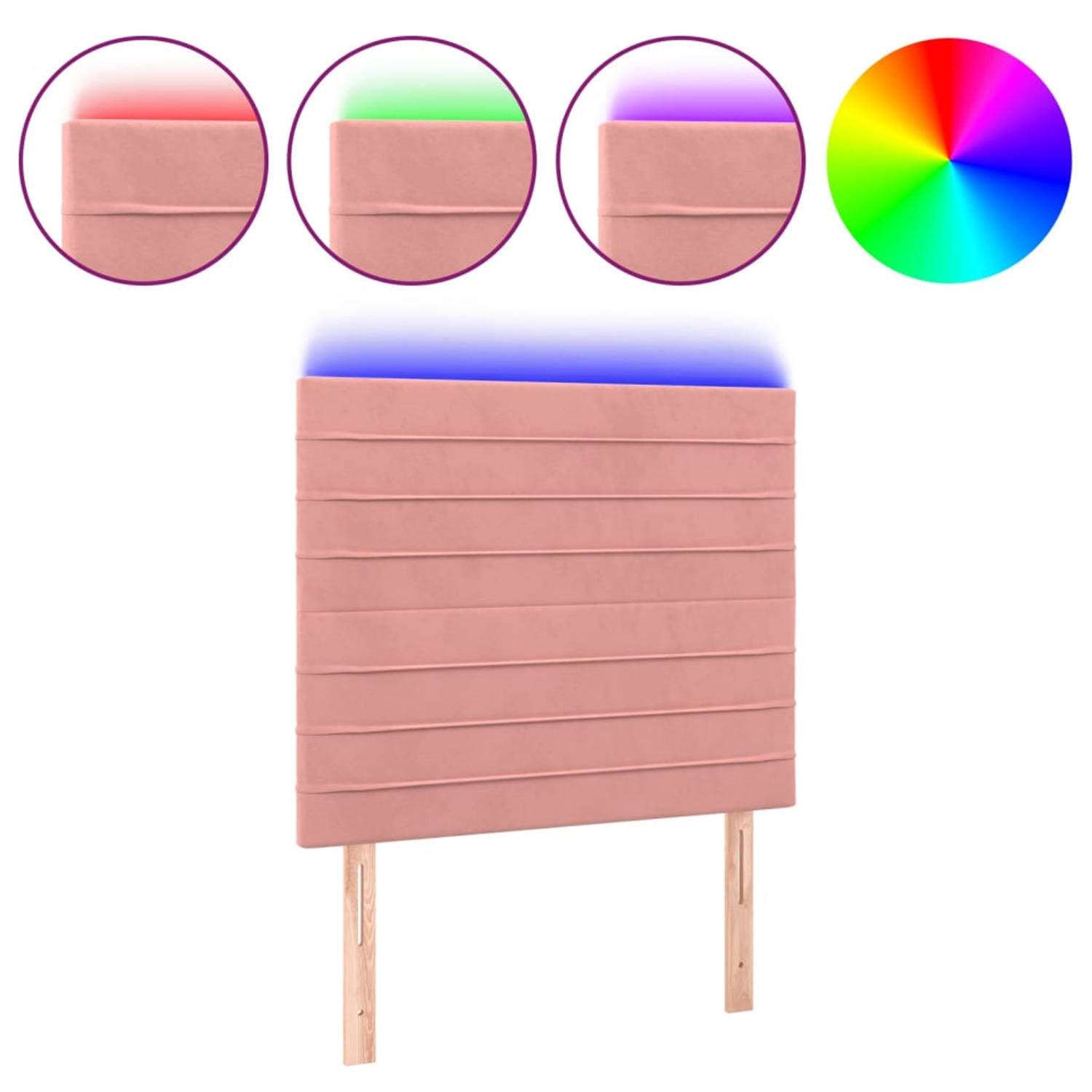 vidaXL-Hoofdbord-LED-90x5x118/128-cm-fluweel-roze