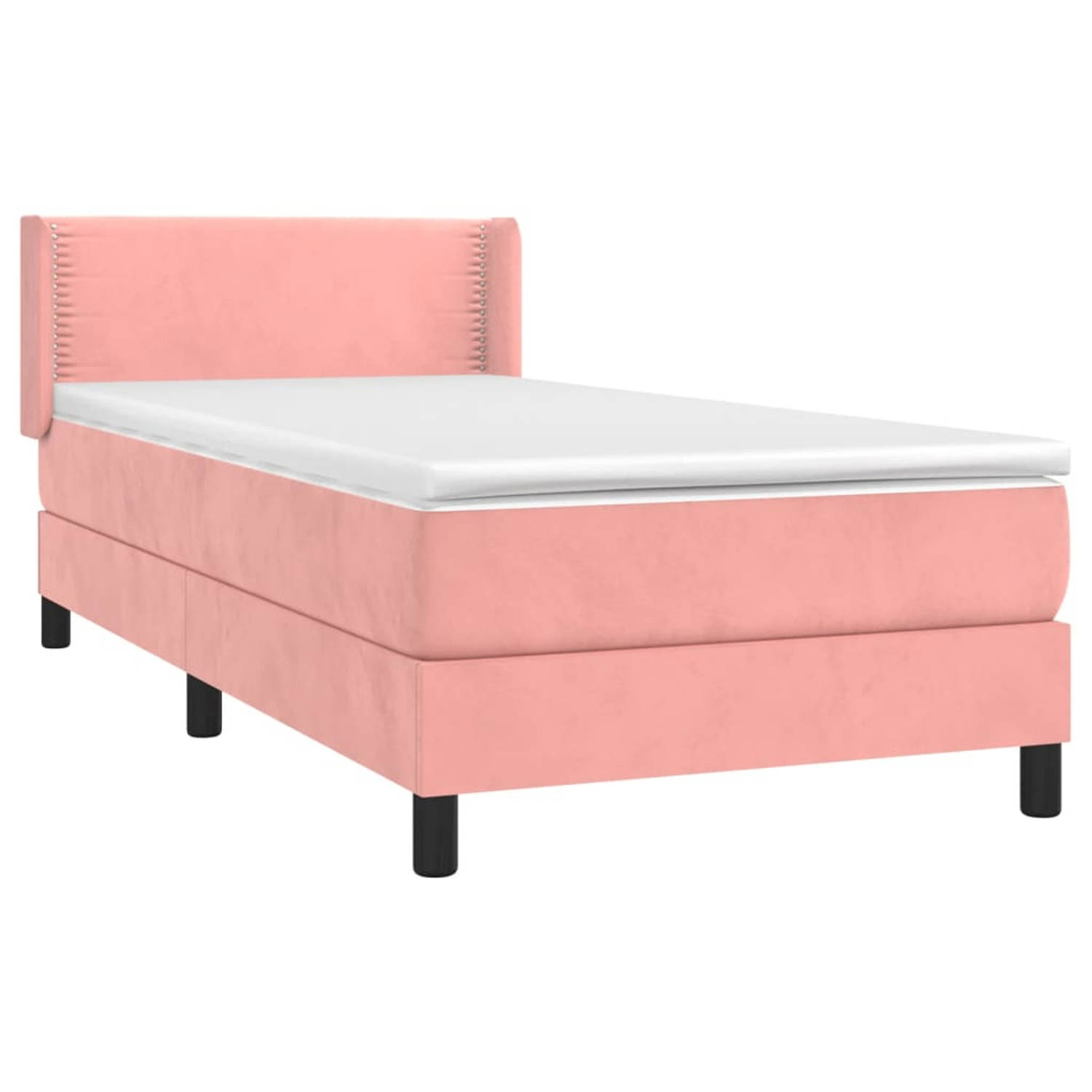 Vidaxl Boxspring Met Matras Fluweel Roze 80x200 Cm