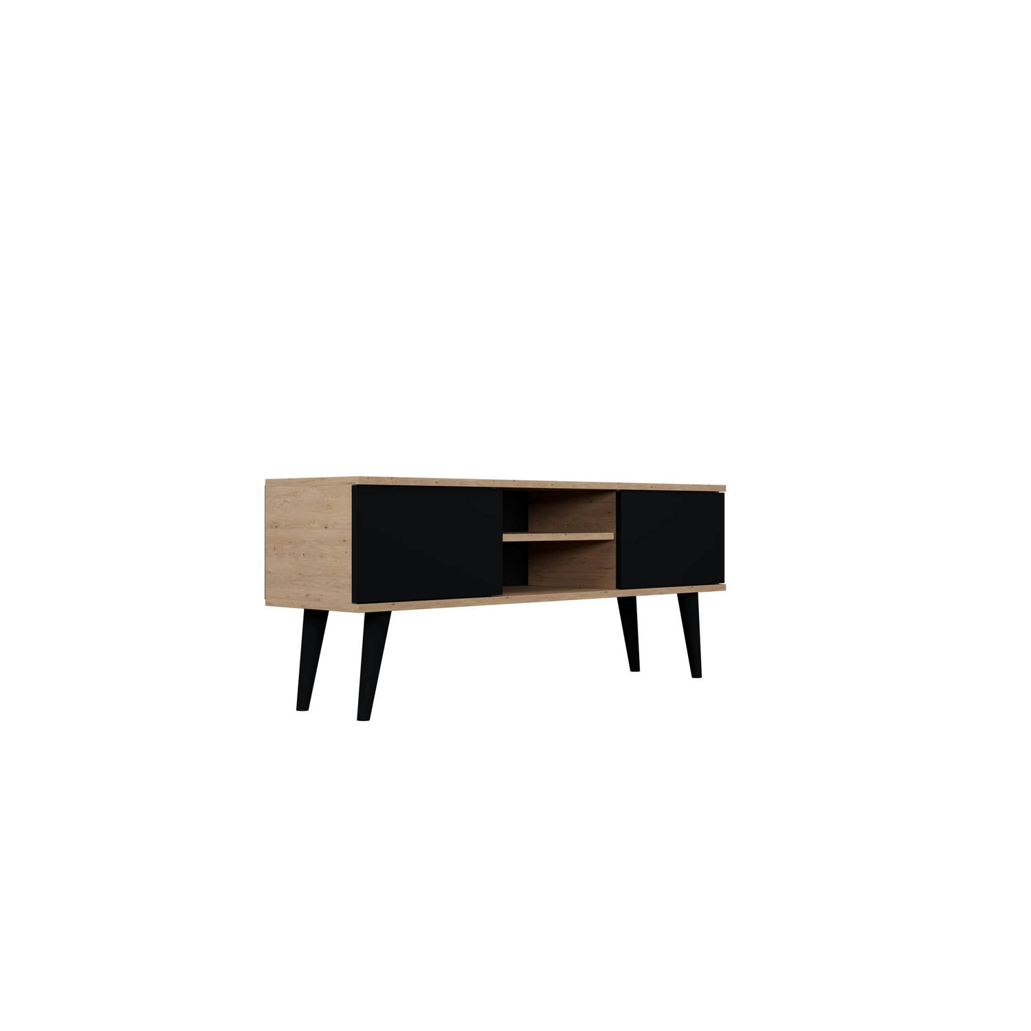 Kocot Toronto - TV meubel 120x35*55cm - ambachtelijk eiken en zwart