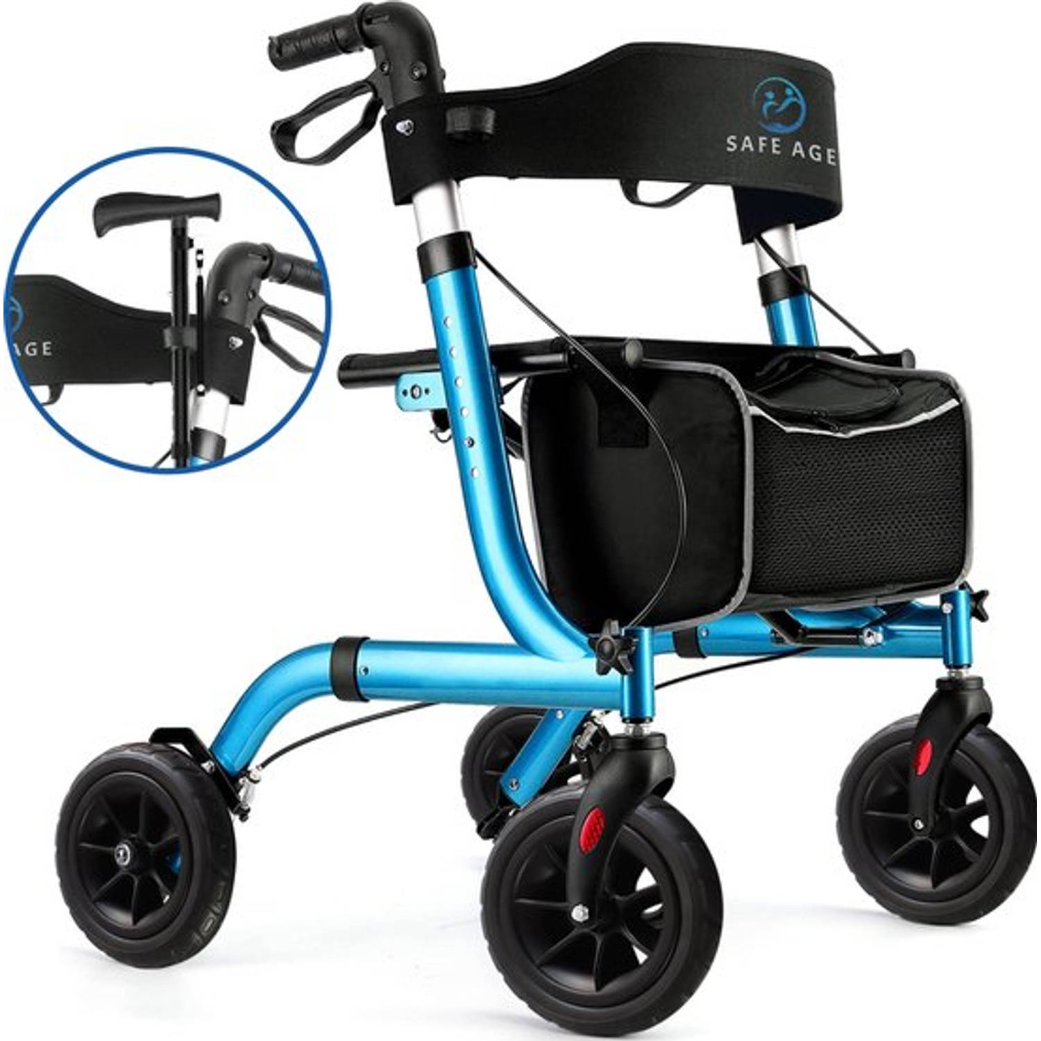Safe Age® Rollator lichtgewicht en opvouwbaar zitfunctie voor binnen en buiten Rugleuning en wandels