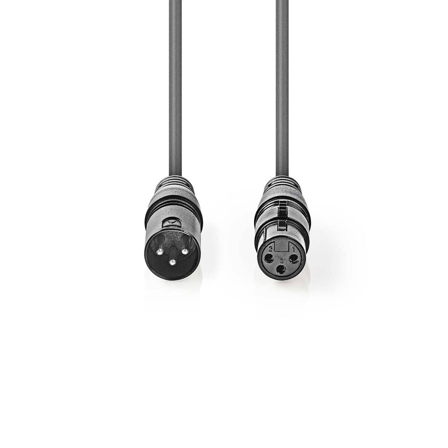 Digitale DMX-Kabel 110 Ohm | XLR 3-pins male XLR 3-pins female | 10 m | Grijs