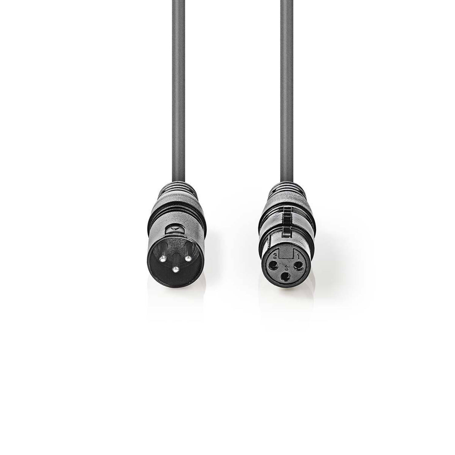 Digitale DMX-Kabel 110 Ohm | XLR 3-pins male XLR 3-pins female | 5,0 m | Grijs