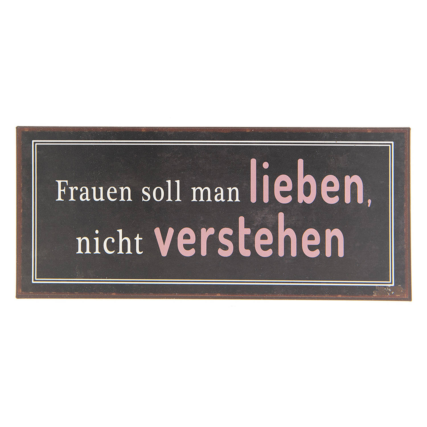 Clayre & Eef Tekstbord 30x13 cm Bruin Metaal Rechthoek Wandbord Spreuk Wandplaat