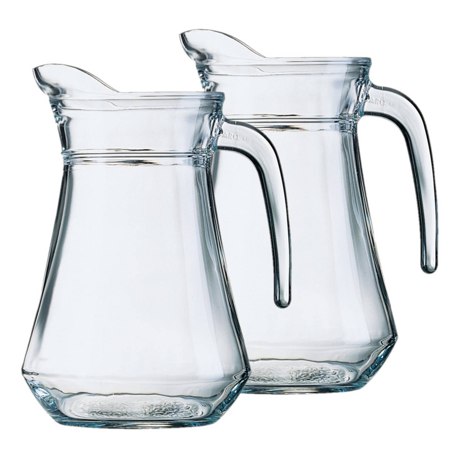 2x Stuks Glazen Schenkkannen-karaffen 1,3 Liter Waterkannen