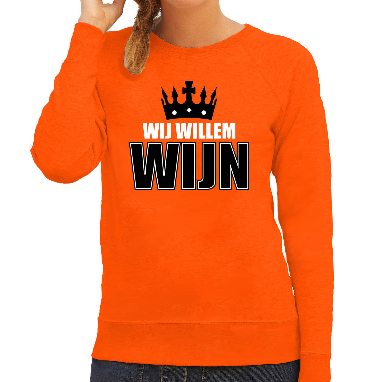 Sociaal Zeker onregelmatig Wij Willem wijn sweater oranje voor dames - Koningsdag truien S -  Feesttruien | Blokker