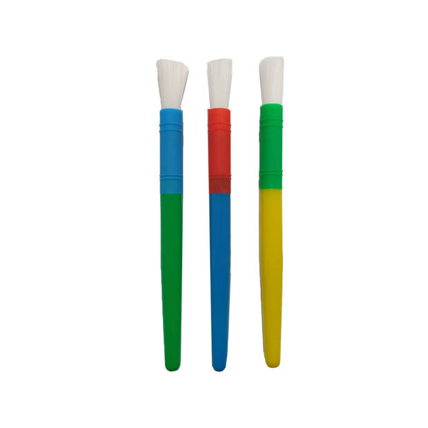 Vierkante kleurrijke dikke verfborstels - penselen - 3 stuks in verpakking