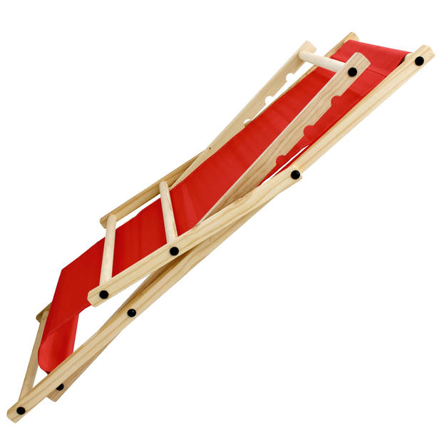 houten klapstoel 3 ligposities tot 120 kg rood