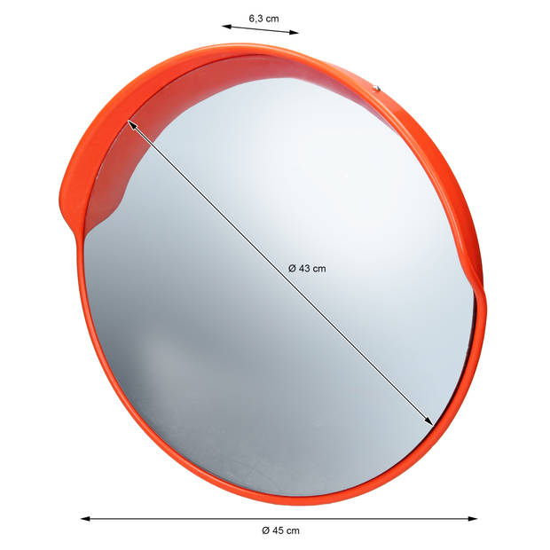 Verkeersspiegel rood, Ø 43 cm, met draaibare houder, vervaardigd van kunststof en frame van polypropyleen en staal