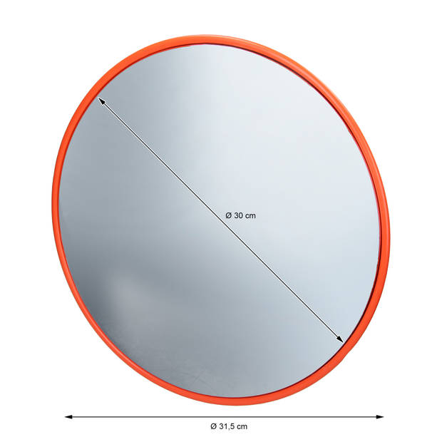 Verkeersspiegel rood, Ø 30 cm, met draaibare houder, vervaardigd van kunststof en frame van polypropyleen en staal