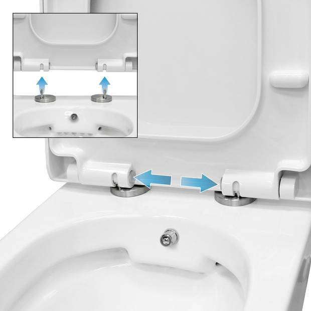 Spoelrandloze wand Hangtoilet lang keramisch Soft-Close Wit