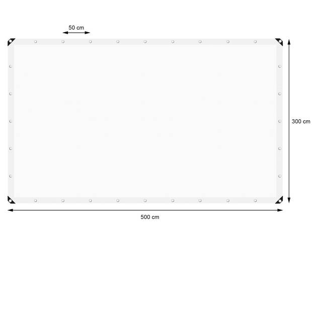 Zeildoek met ogen, 3x5 m 180g/m², wit, gemaakt van polyethyleen