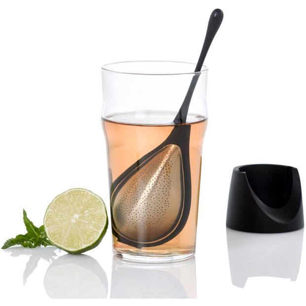 Adhoc - Tea Drop Theefilter Staand - Roestvast Staal - Zwart