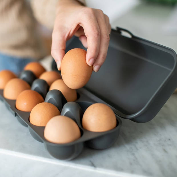 Koziol Bio-Circulair - Eggs To Go Eierdoos - Gerecycled Zonnebloemolie - Grijs