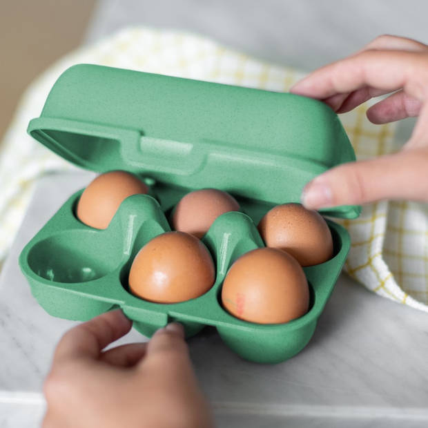 Koziol Bio-Circulair - Eggs To Go Mini Eierdoos - Gerecycled Zonnebloemolie - Groen