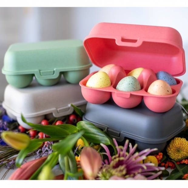 Koziol Bio-Circulair - Eggs To Go Mini Eierdoos - Gerecycled Zonnebloemolie - Roze