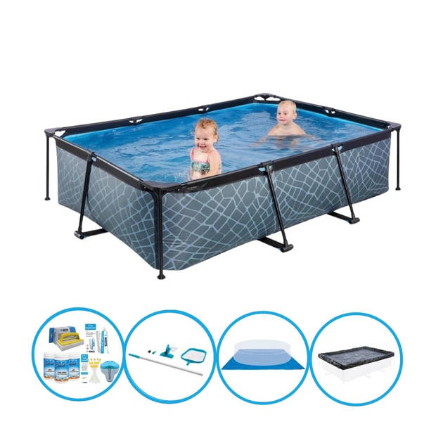 EXIT Zwembad Stone Grey - Frame Pool 220x150x60 cm - Zwembadpakket