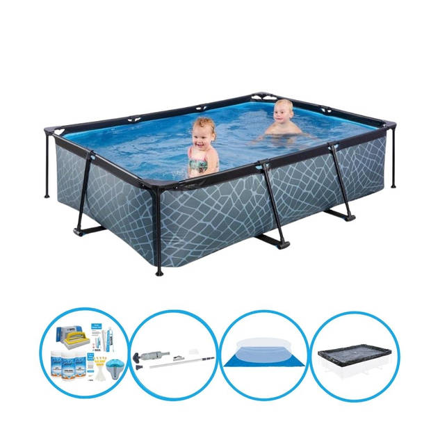 EXIT Zwembad Stone Grey - Frame Pool 220x150x60 cm - Complete zwembadset