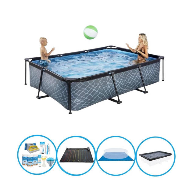 EXIT Zwembad Stone Grey - Frame Pool 300x200x65 cm - Met bijbehorende accessoires