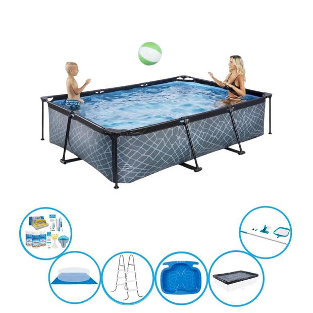 EXIT Zwembad Stone Grey - Frame Pool 300x200x65 cm - Met toebehoren