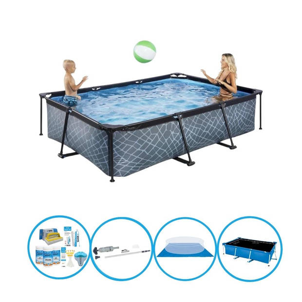 EXIT Zwembad Stone Grey - Frame Pool 300x200x65 cm - Plus bijbehorende accessoires