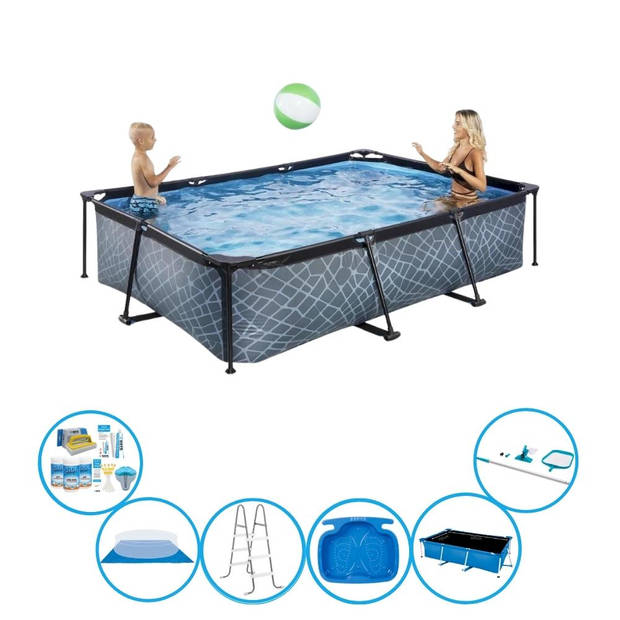 EXIT Zwembad Stone Grey - Frame Pool 300x200x65 cm - Super Set