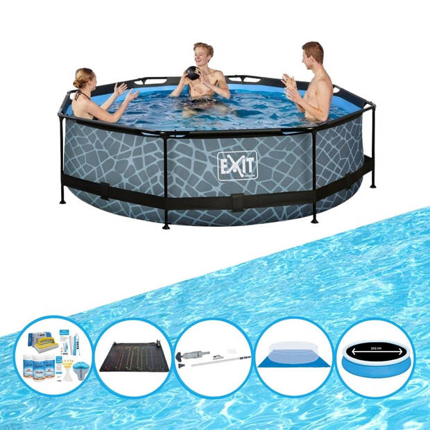 EXIT Zwembad Stone Grey - Frame Pool ø300x76cm - Zwembad Combi Deal