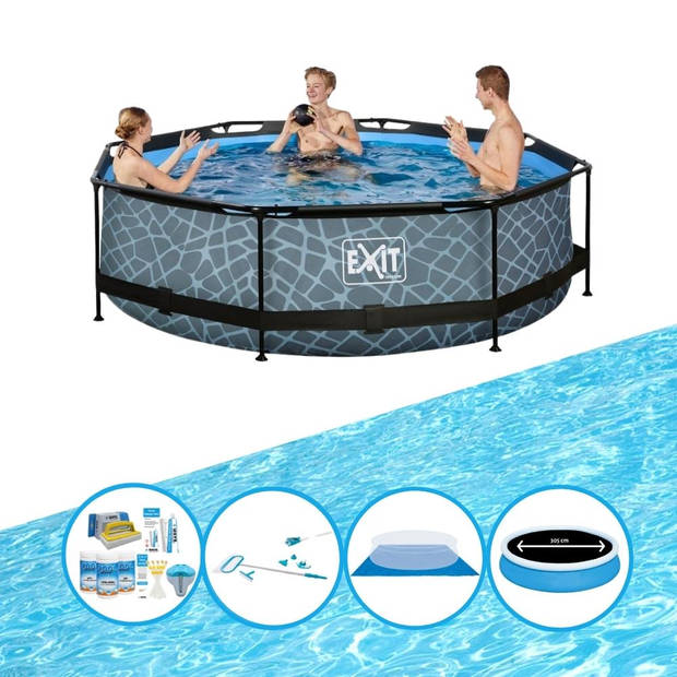 EXIT Zwembad Stone Grey - Frame Pool ø300x76cm - Plus accessoires