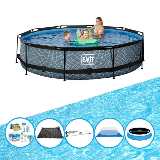 EXIT Zwembad Stone Grey - Frame Pool ø360x76cm - Zwembad Combi Deal