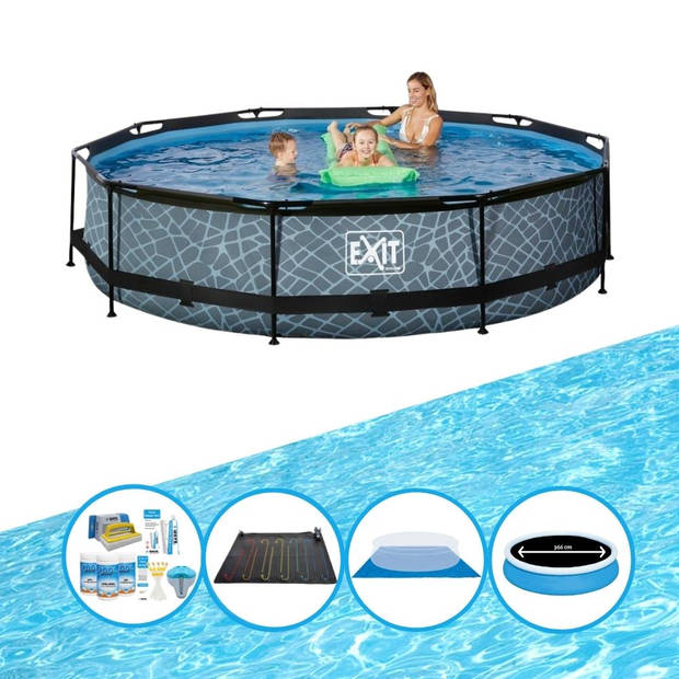 EXIT Zwembad Stone Grey - Frame Pool ø360x76cm - Combi Deal