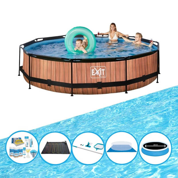 EXIT Zwembad Timber Style - Frame Pool ø360x76cm - Zwembad Bundel