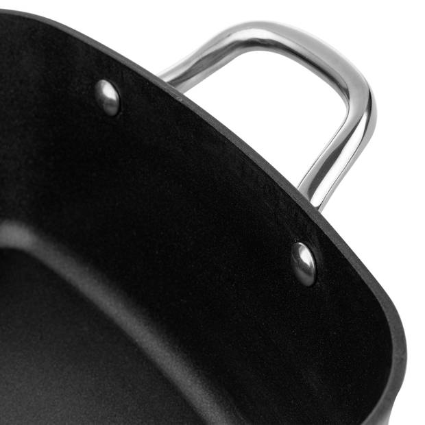 Florina Nelio vierkante kookpan braadpan 24 x 24 cm aluminium 4 Liter mat zwart