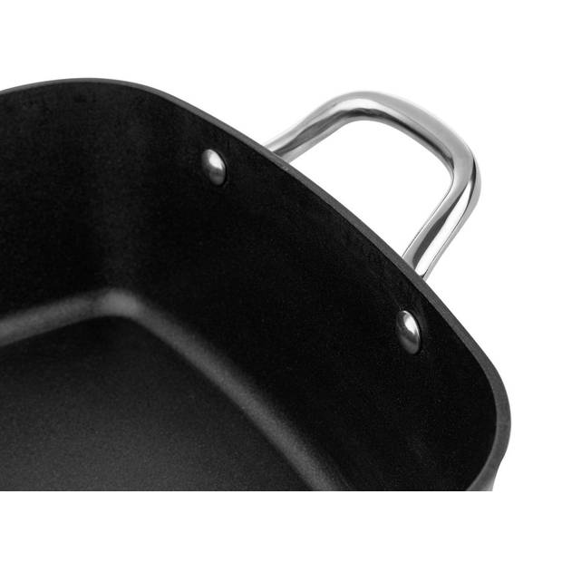 Florina Nelio vierkante kookpan braadpan 28 x 28 cm aluminium 6.1 Liter mat zwart