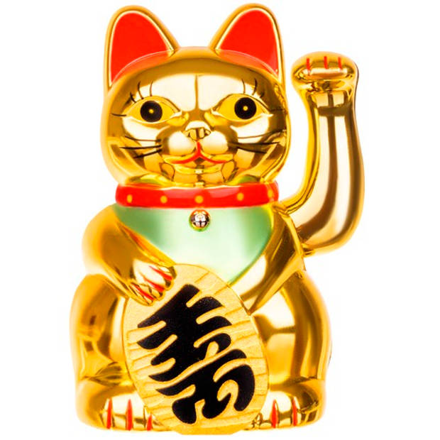 Aziatische zwaaiende gelukskat/geluksbrenger goud Maneki Neko