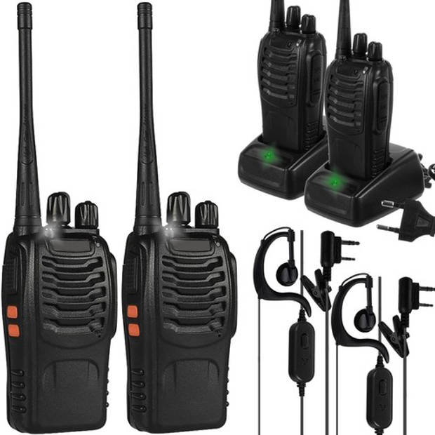 Set van 2 Walkie talkies met een bereik van 5 km zwart