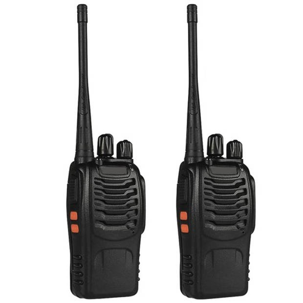 Set van 2 Walkie talkies met een bereik van 5 km zwart