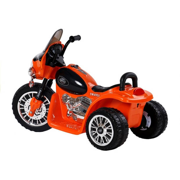 Elektrische politie chopper - trike - motor voor kinderen tot 25kg max 1-3 km/h oranje