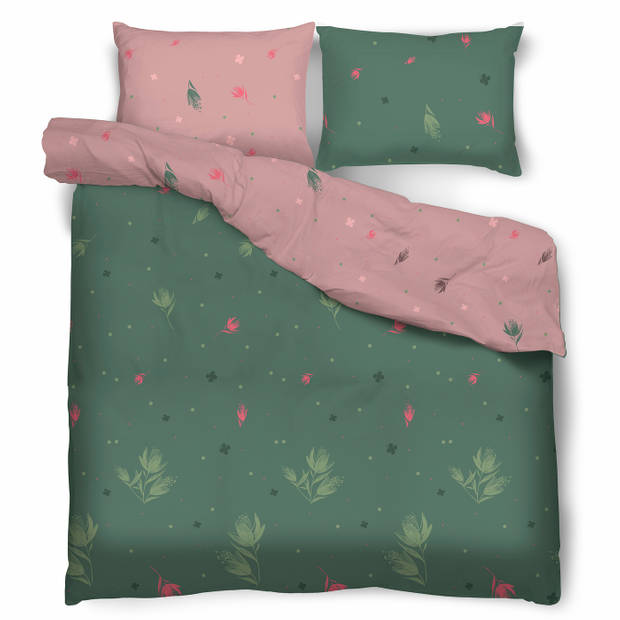 Sweet Dream Collection Plants tweepersoons dekbedovertrek satijnkatoen 200 x 220 cm inclusief 2 kussenslopen 70 x 80 cm