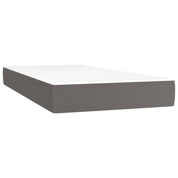 The Living Store Boxspringbed grijs kunstleer - 203x100x78/88 cm - Verstelbaar hoofdbord - Pocketvering matras -