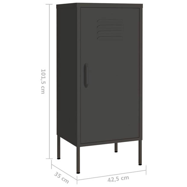 vidaXL Opbergkast 42,5x35x101,5 cm staal antracietkleurig