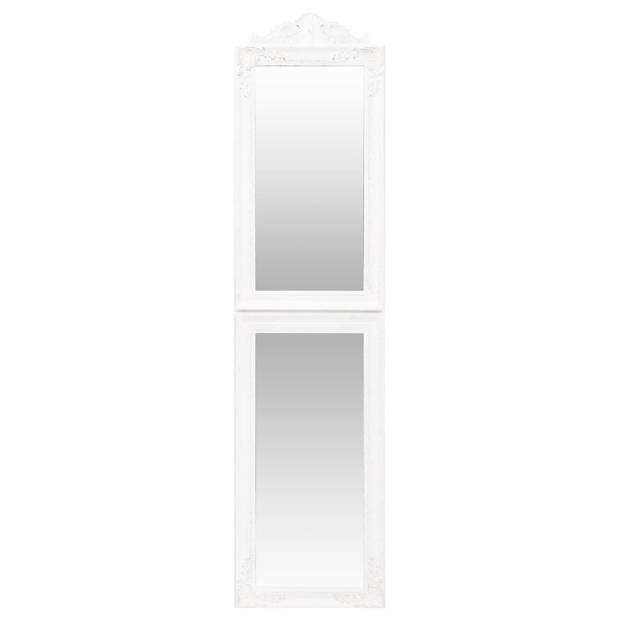 The Living Store passpiegel Barok - Staand - Inklapbaar - Stevig frame - Helder glas - Decoratief - Wit - 50 x 6.5 x