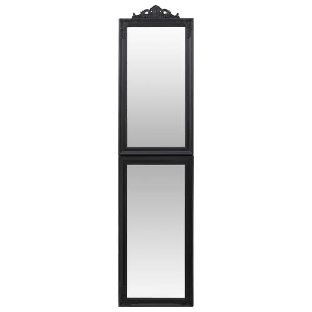 The Living Store Passpiegel Barok Zwart - 50x6.5x200cm - inklapbaar en stabiel frame - heldere weerspiegeling - unieke