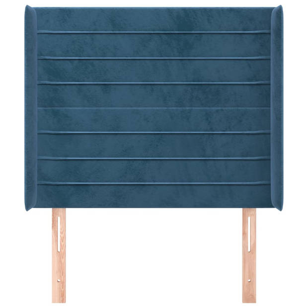 vidaXL Hoofdbord met randen 93x16x118/128 cm fluweel donkerblauw