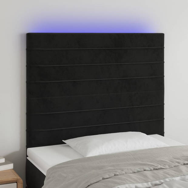 vidaXL Hoofdbord LED 90x5x118/128 cm fluweel zwart