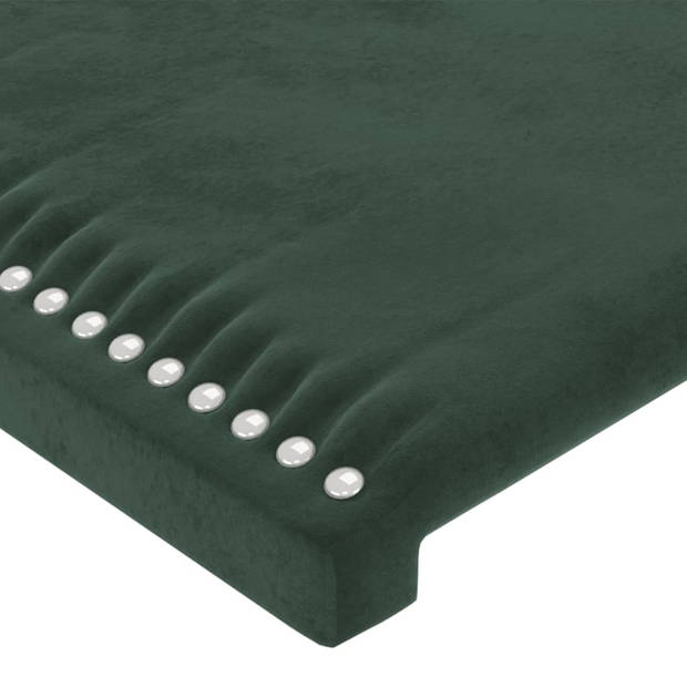 vidaXL Hoofdbord met randen 103x23x118/128 cm fluweel donkergroen