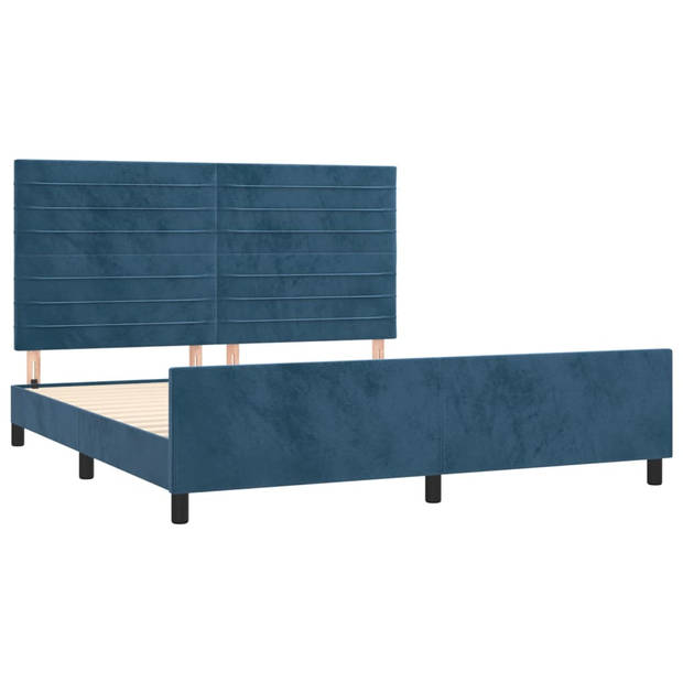 vidaXL Bedframe met hoofdeinde fluweel donkerblauw 180x200 cm