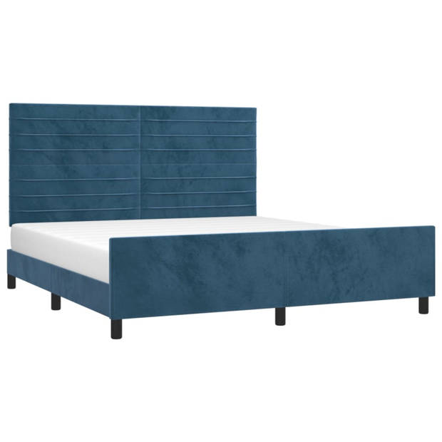 vidaXL Bedframe met hoofdeinde fluweel donkerblauw 180x200 cm