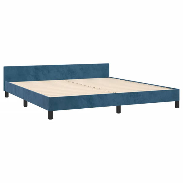 vidaXL Bedframe met hoofdeinde fluweel donkerblauw 180x200 cm