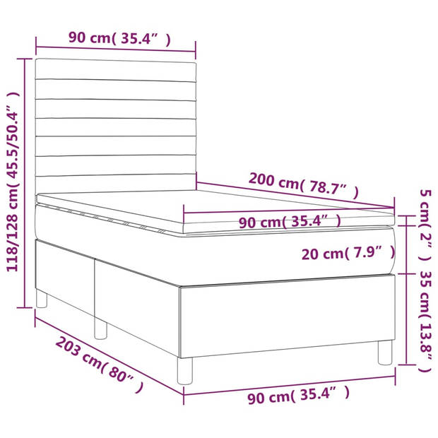 vidaXL Boxspring met matras fluweel donkerblauw 90x200 cm